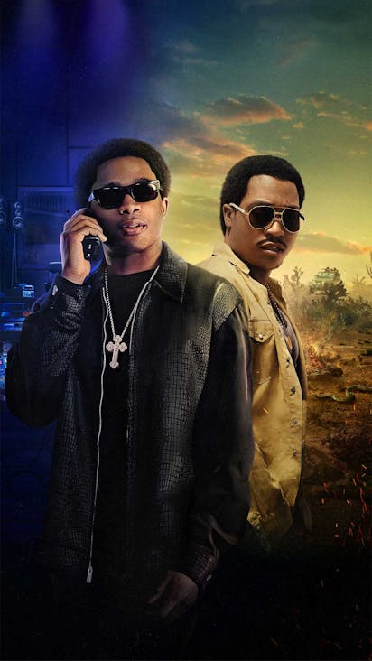 Terry on the phone in a club and Meech in the desert of Mexico